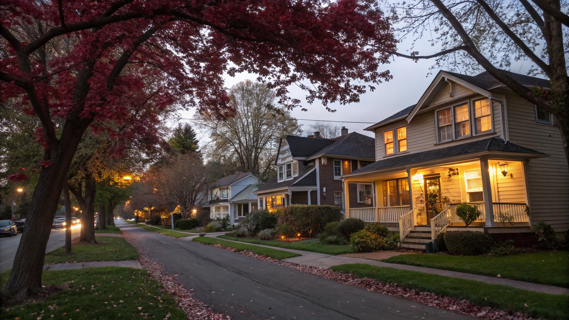 Professional real estate photography of a beautiful Elgin home exterior at dusk